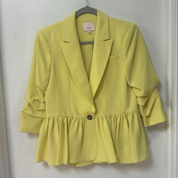 Cinq à Sept Kourtney Yuzu Yellow Peplum Blazer - Picture 4 of 8